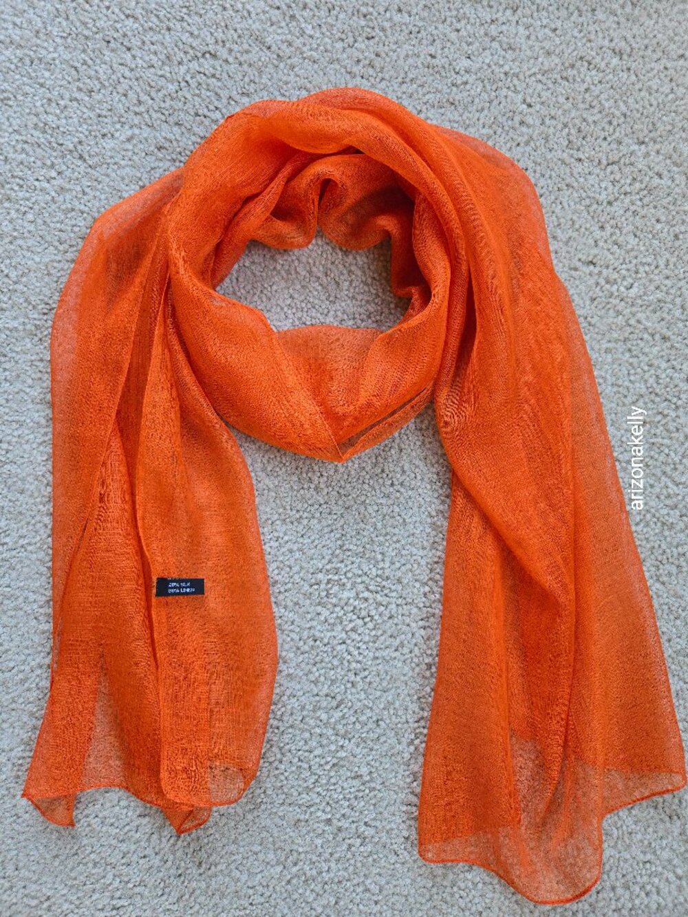 Linen/Silk (80/20) Scarf Sheer Lightweight Orange